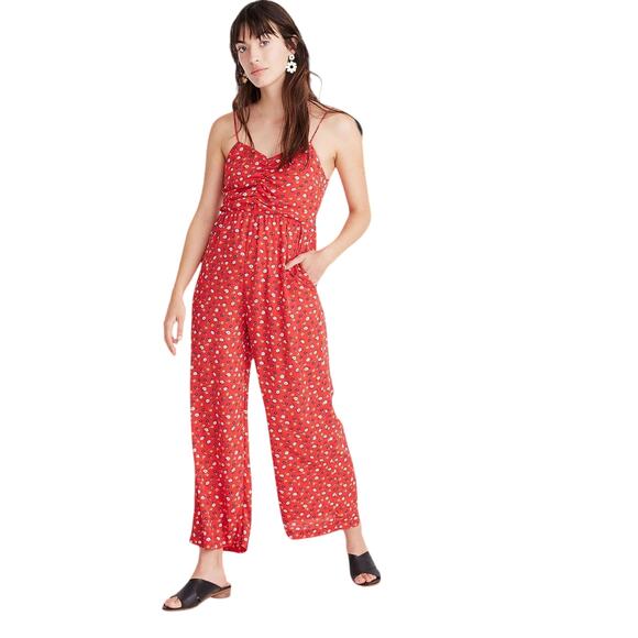 Madewell Ruched Wide Leg Jumpsuit in Prairie Posies, Size 6 - Picture 1 of 9